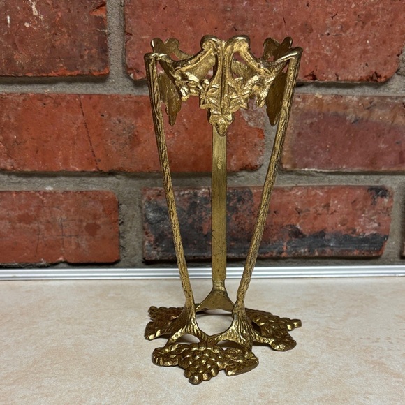 Other - Vintage Cast Brass Stand For Vase/Grape Leaves & Vines Motif